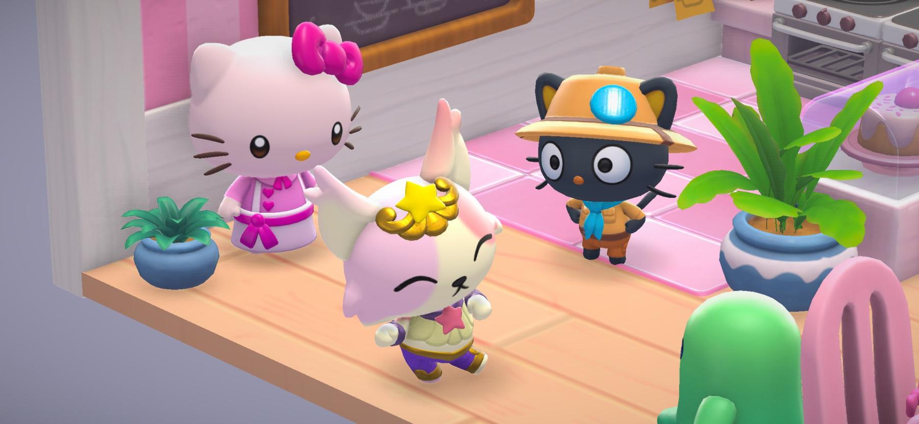 Screenshot of Player, Hangyodon and Pekkle in the Comedy Club at Rainbow Reef